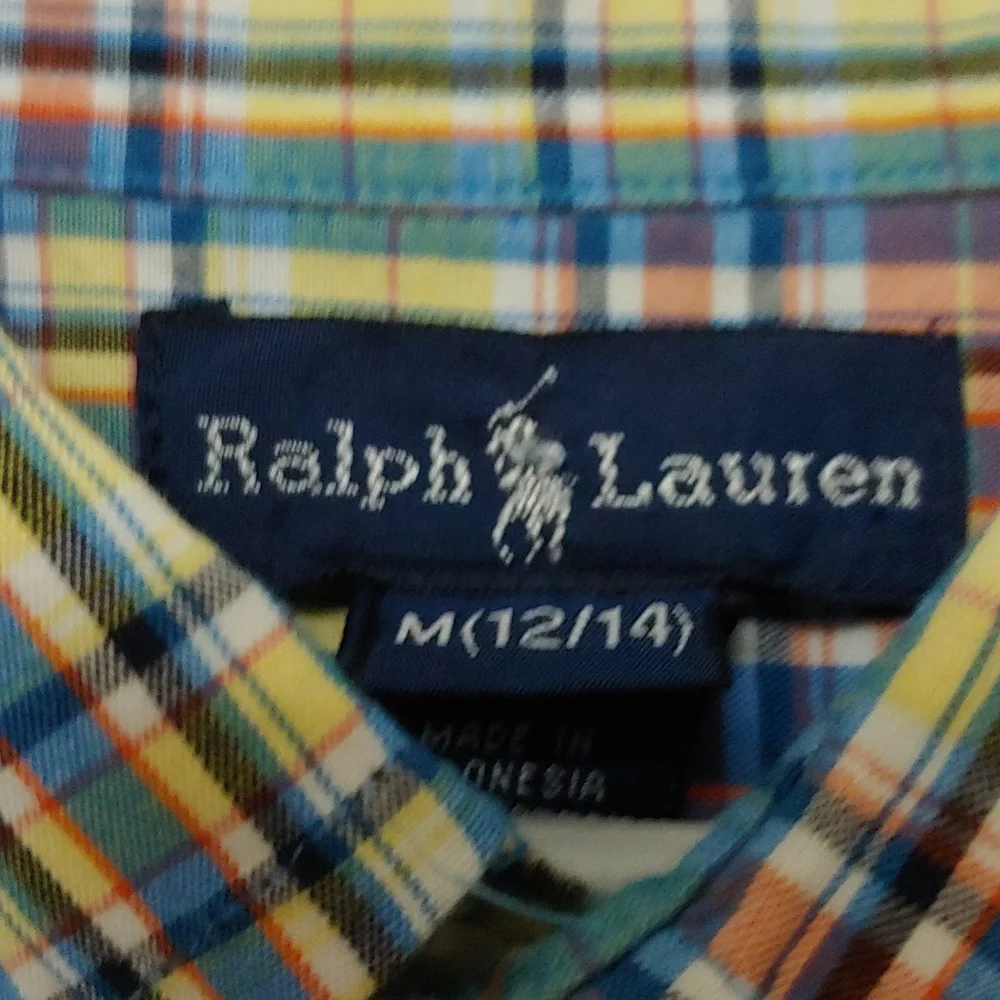 Ralph Lauren Short Sleeve Button Down Plaid shirt. Size Medium 12-14